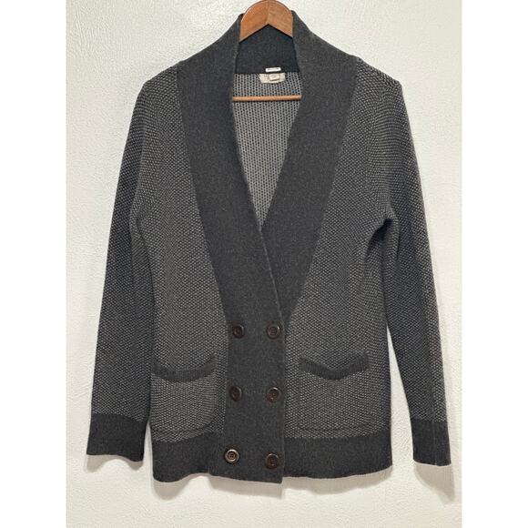 VTG Lands End Wool Blend Dad Cardigan Sweater M Grey Grandpa Preppy Classic - Picture 1 of 15